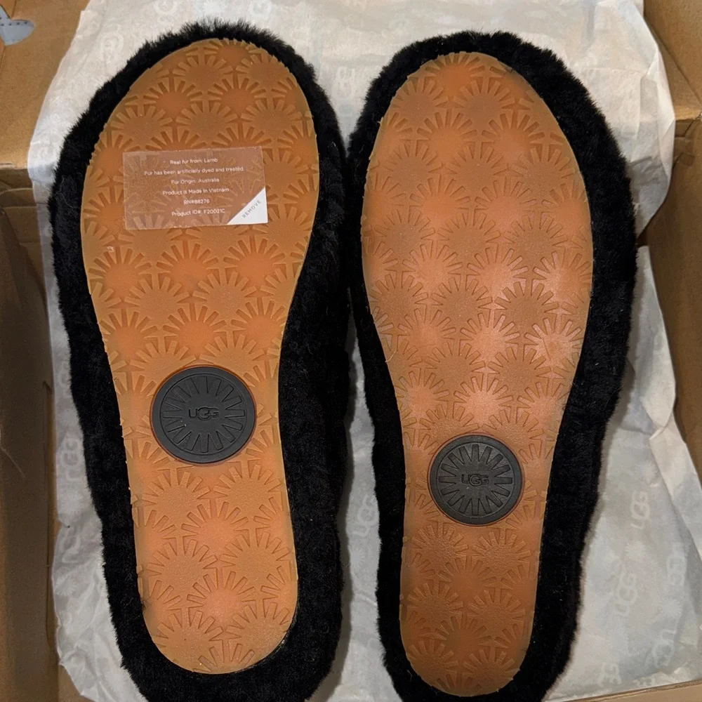 UGG Women's Plush Black Slippers - Picture 4 of 6